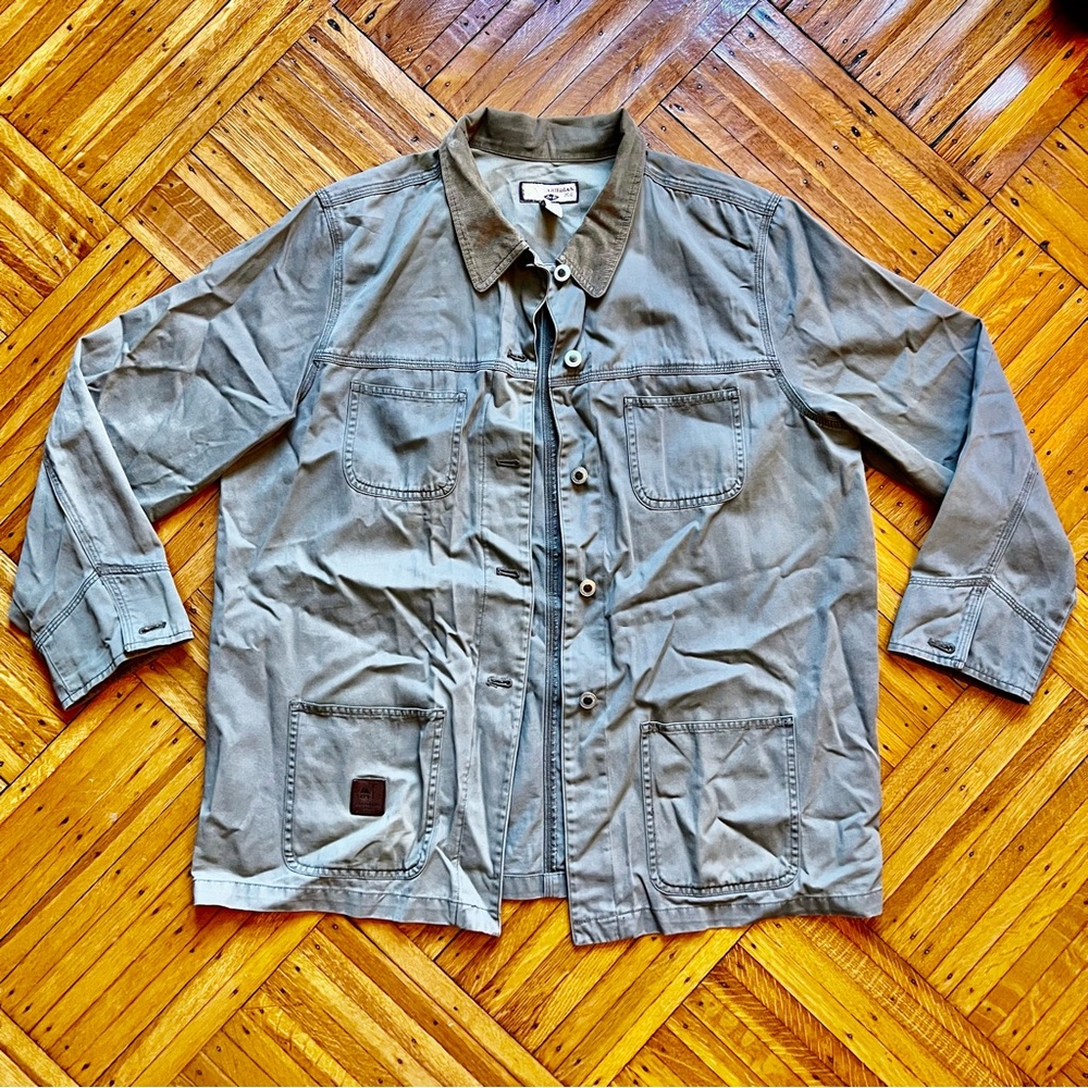 Caribbean Joe Khaki Green Jacket w/ Corduroy Collar + Cuffs